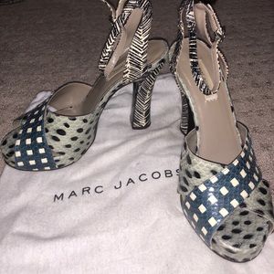 Marc Jacobs 4” block heel mixed print heels